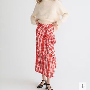 J.Crew Collection long ruffle plaid skirt